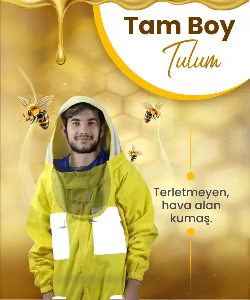 Astronot Tip Tam Boy Arıcı Tulum Sarı - Beyaz Cepli