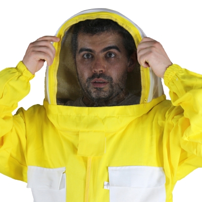 Erkek Arıcı Tulumu Sarı Beyaz